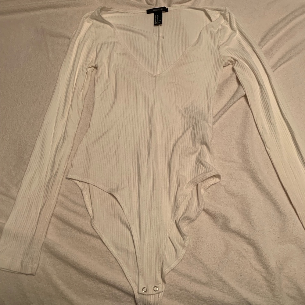 White ribbed bodysuit